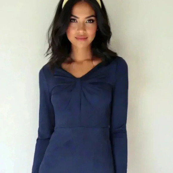 (2 for $15) MIUSOL Women's Blue Dress- Midi- Size Large - with Bow - Picture 1 of 14